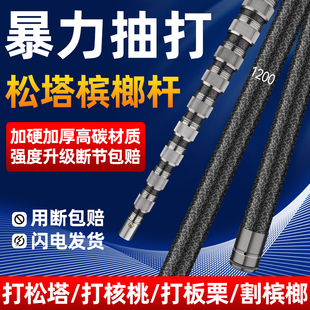 松塔杆捅蜂窝碳素超硬槟榔竿打山核桃杆多功能伸缩一节定位抄网杆