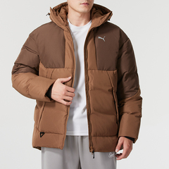 彪马男士冬季连帽羽绒服咖啡色潮流外套629739明星同款保暖服