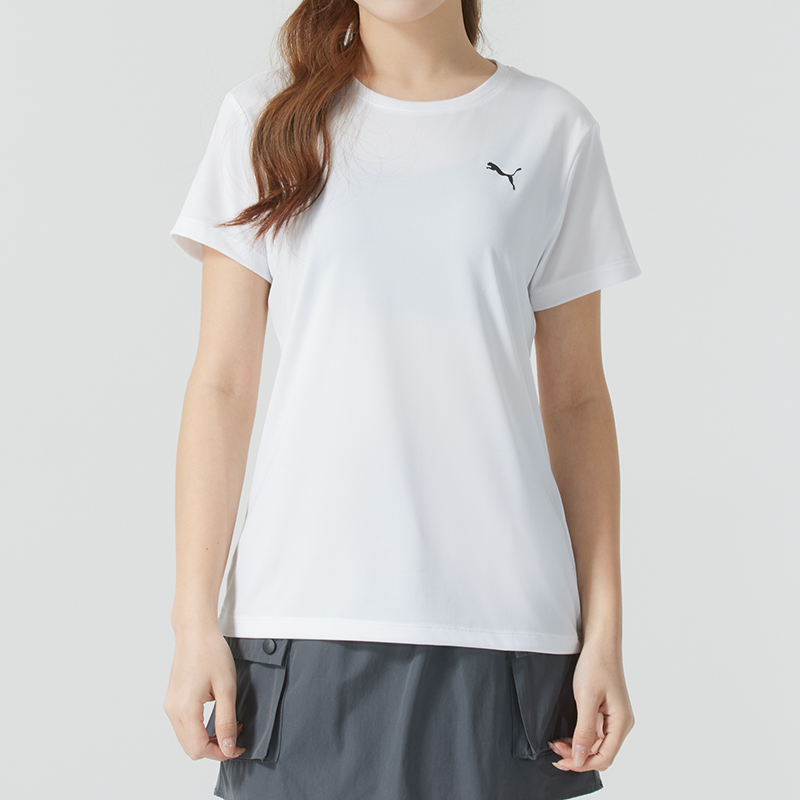 PUMA彪马正品半截袖T恤女装25秋季新款透气健身服白色运动套头衫