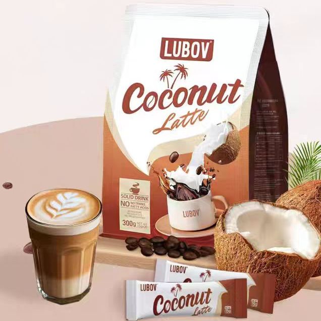 马来西亚原装进口LUBOV琉鲍菲生椰拿铁速溶咖啡300g无蔗糖