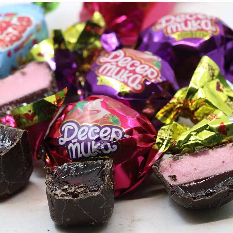 俄罗斯原装进口冰激凌味夹心巧克力糖果500克年糖喜糖