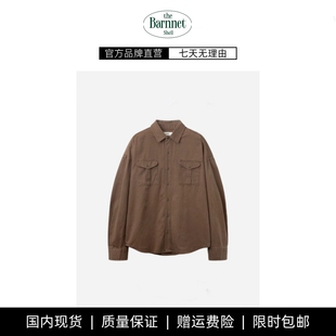 现货 翻领长袖 theBarnnet 复古宽松口袋上衣工装 衬衫 shell韩版