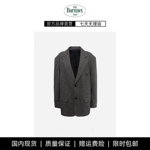 shell东大门Baby酱复古廓形灰色西装 theBarnnet 西服外套 现货
