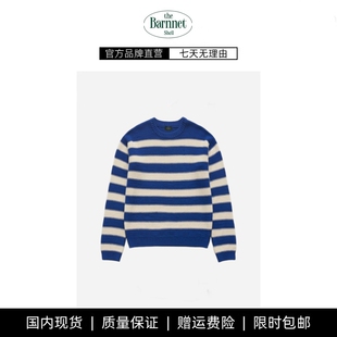 shell韩国八奶圆领条纹毛衣韩系女拼色针织衫 theBarnnet 现货