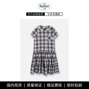 【现货】theBarnnet shell韩国设计师格纹短袖连衣裙韩系女装淑女