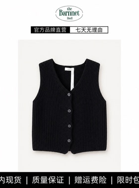 【现货】theBarnnet shell韩国小众法式镂空V领无袖针织马甲背心