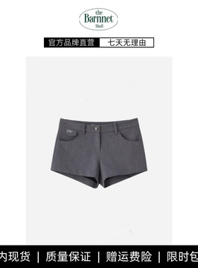 【现货】theBarnnet shell韩版气质纯色直筒修身显瘦灰色短裤热裤