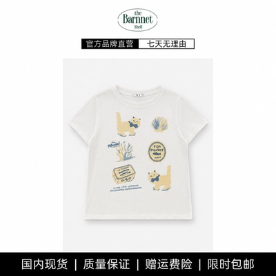 【现货】theBarnnetshell夏新款韩国设计师小清新可爱猫咪印花T恤