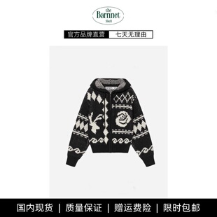 shell柳智敏同款 theBarnnet 麋鹿玫瑰花加厚毛衣连帽外套 现货