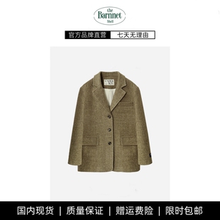 shell韩国复古宽松休闲羊毛呢子外套毛呢西装 theBarnnet 现货