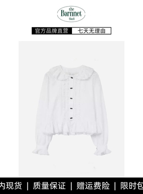 【现货】theBarnnet shell韩版蕾丝花边娃娃领单排扣长袖衬衫上衣