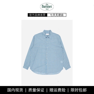 【现货】theBarnnet shell韩系女章若楠同款宽松撞色格子衬衫上衣