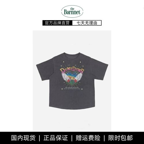 【现货】韩国小众郑采妍同款DEW休闲美式复古印花翅膀爱心T恤短袖