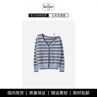 【现货】theBarnnet shell韩国设计师赵美延同款露肩条纹针织开衫