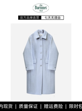 【现货】theBarnnet shell蔬菜家少女风翻领正肩长款羊毛毛呢大衣