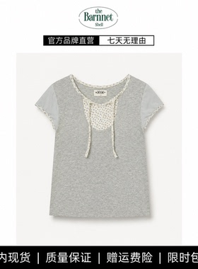 【现货】theBarnnet shell假两件复古碎花拼接短袖T恤宽松上衣女