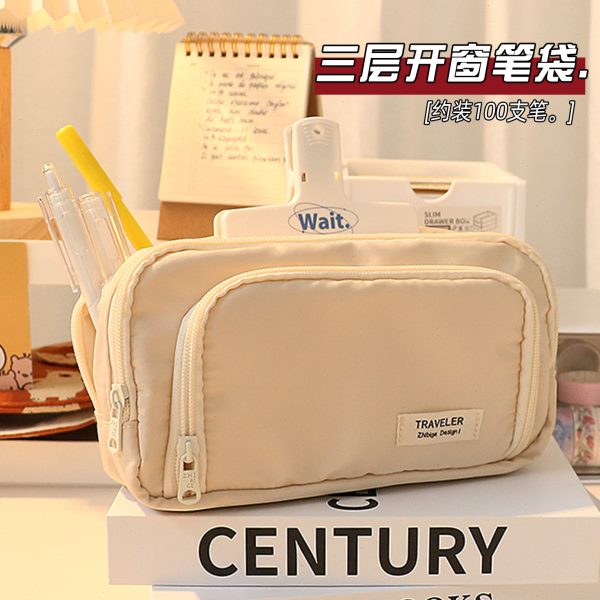 新款铅笔盒简约2023文具盒女初中生高中日系笔袋小学生大容量ins