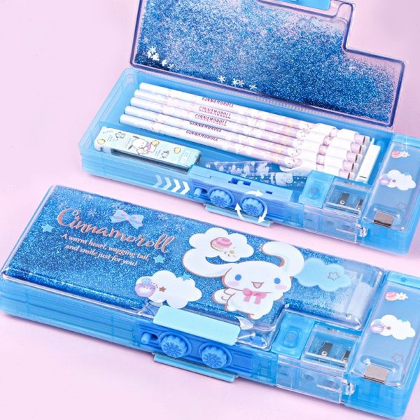 流沙铅笔盒文具盒耳女孩玉桂狗狗多功能机小学关密码锁耐脏大儿童