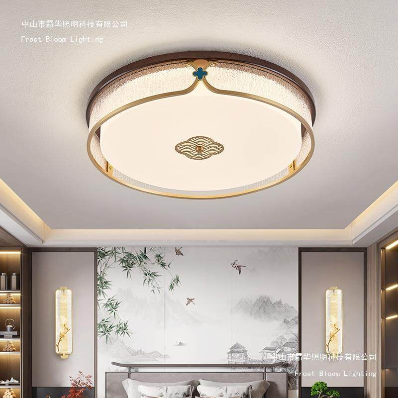 全铜新中式吸顶灯实木圆形卧室灯餐厅房间书房灯简约现代led灯具,鲜花速递/花卉仿真/绿植园艺,割草机/草坪机,淘宝优惠券,粉丝福利购,淘宝优惠卷