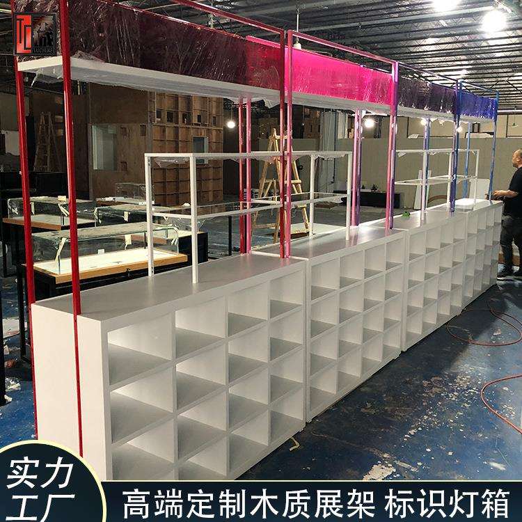 上海广交会展示架多色亚克力货柜四层样品展示柜烤漆中岛展会展台