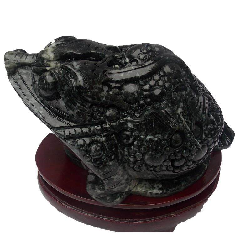 独玉金蟾摆件三足蟾蜍金玉缠身工艺品玉摆设送礼佳品