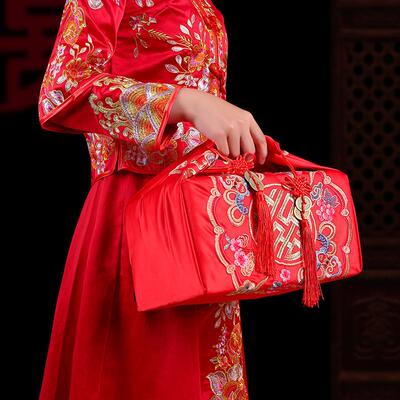 包袱皮结婚用的包袱袋大号新娘嫁妆红布女方陪嫁双层喜盆包裹布