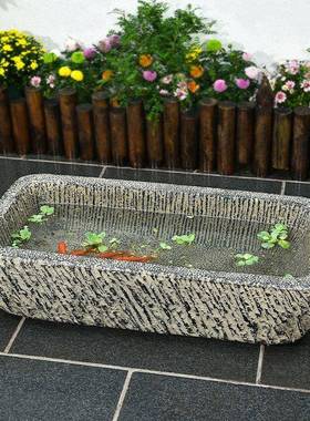 ShJ户外庭院长方形树脂石槽大鱼缸复古养鱼水池放花园摆件造景布