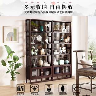 新中式多宝阁博古架茶叶展示陈列柜客厅古董小摆件置物架隔断架子