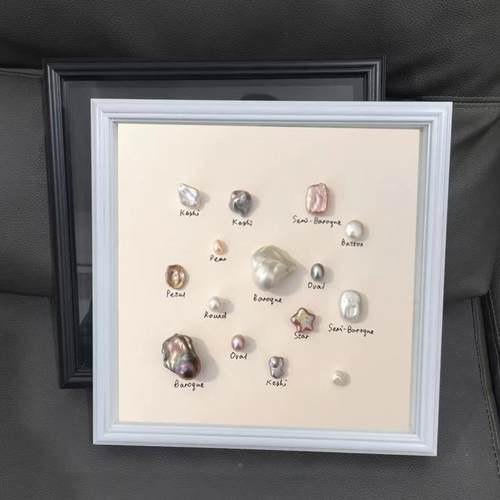 客厅背景墙挂画果实珍珠画手作玉石立体展示框相框中空标本框摆台