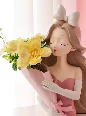 高级感摆件花瓶客厅电视柜插花捧花女孩轻奢玄关装饰乔迁新婚礼品