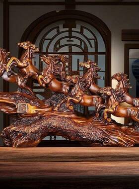 新店开业八骏雄风摆件客厅招财老板桌办公室高档大气公司工艺品