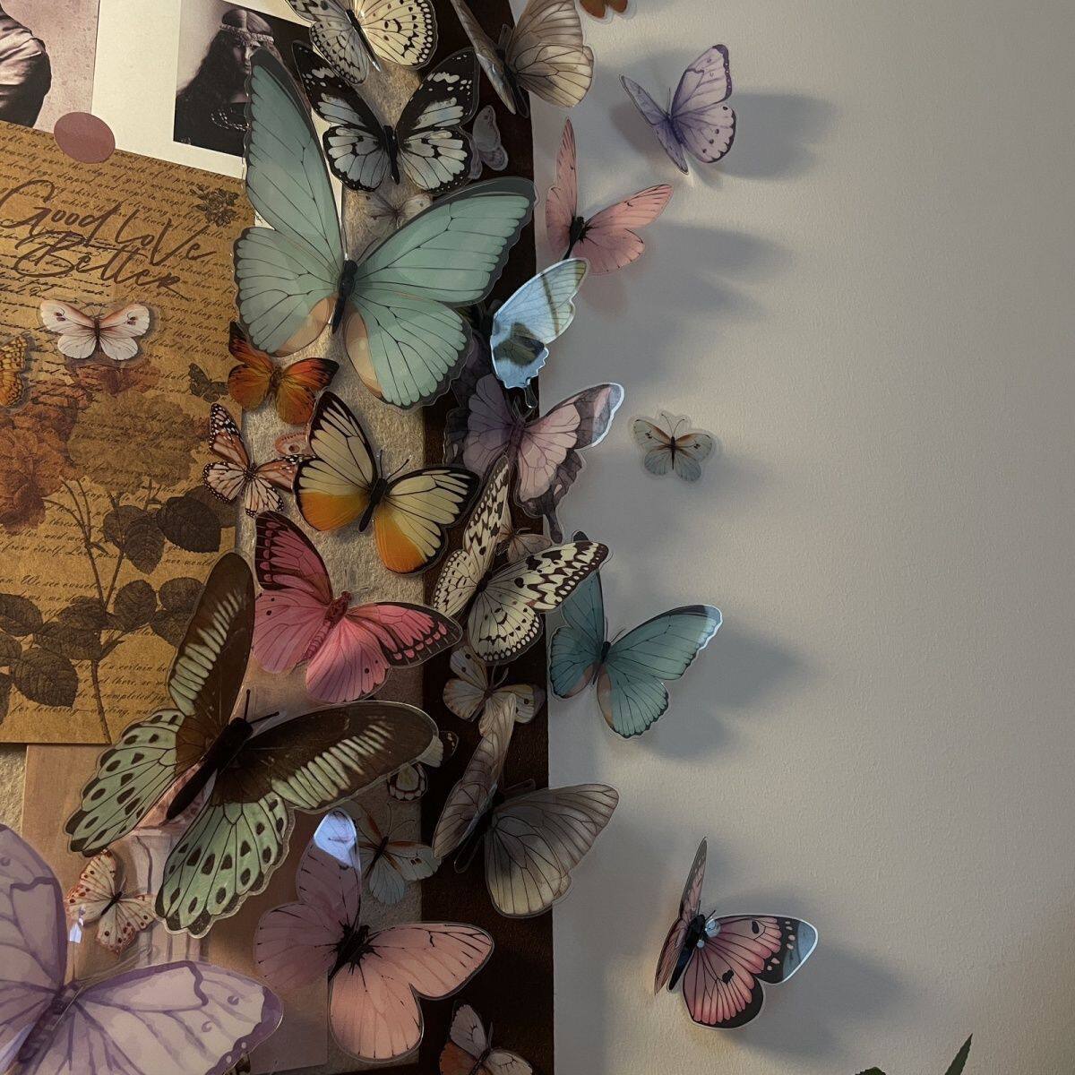 PVC彩色立体蝴蝶diy花束花盒礼品墙贴高级网红卧室装饰蝴蝶