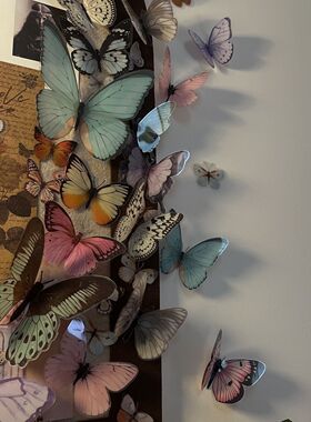 PVC彩色立体蝴蝶diy花束花盒礼品墙贴高级网红卧室装饰蝴蝶