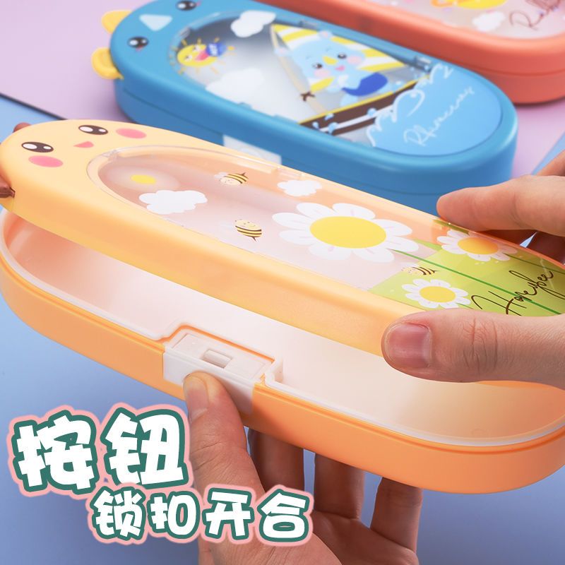 ins网红高颜值透明铅笔笔盒男女小学生韩版简约爆款大容量收纳笔