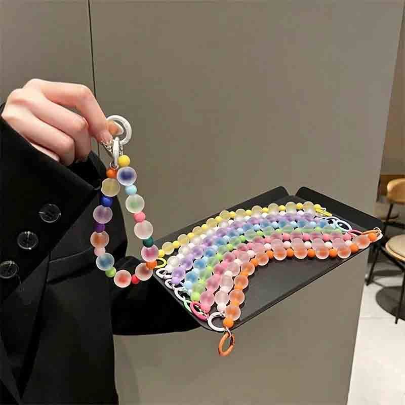 韩式可爱串珠挂饰彩色磨砂手机链条随机多巴胺项链手机挂链套装