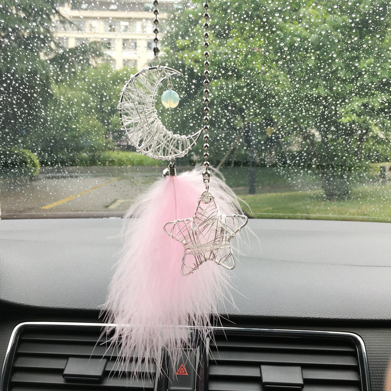 高档创意汽车挂件女神羽毛饰品后视镜车内吊饰车载网红吊坠挂饰