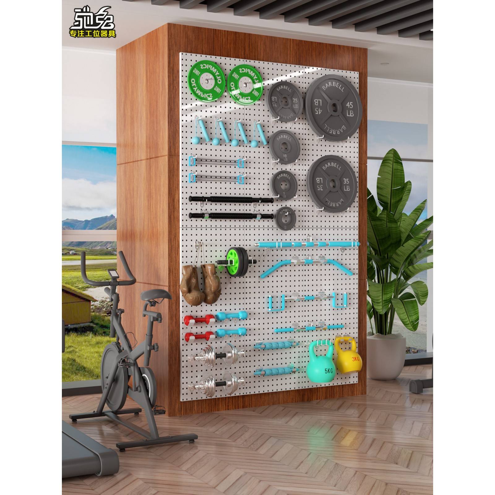 身臂驰兔健洞洞运79608动墙纳器材哑收挂杠板架力棒铃金板铃挂置