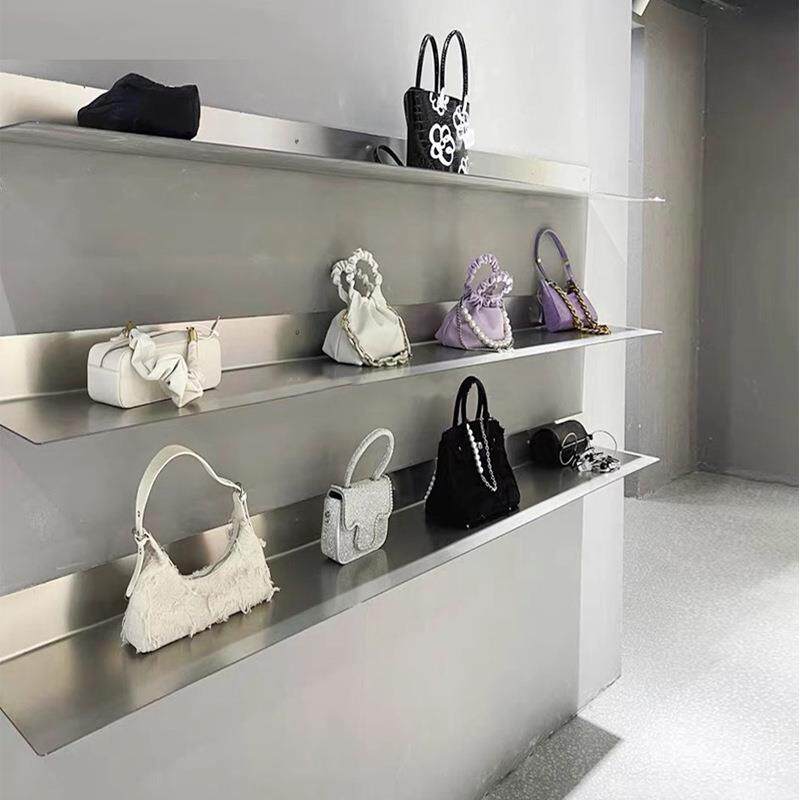 现代简约墙上置物架书架壁挂不锈钢墙面隔板客厅一字层板展示架子