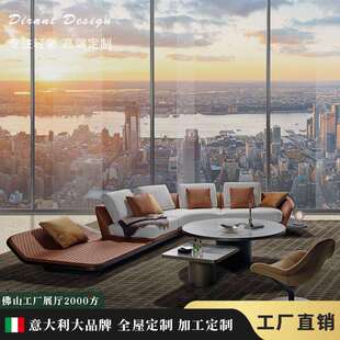 科技布沙发意式轻奢转角布艺沙发迪洛三人异形reflex轻奢风沙发