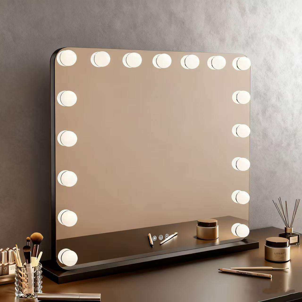 led智能家用宿舍卧室带补光灯桌面梳妆台式便捷大号化妆镜子