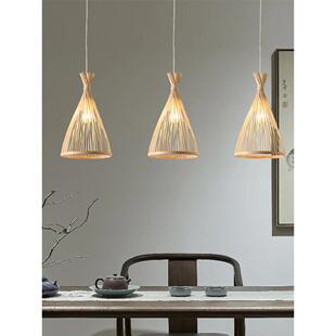 艺术灯中式餐厅竹编吊灯餐饮茶室民宿客栈吧台日式简约竹艺小吊灯