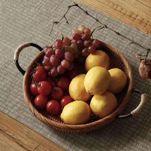 越南藤编面包篮果篮收纳筐烘焙茶点筐点心篮中式极简干泡茶盘果盘