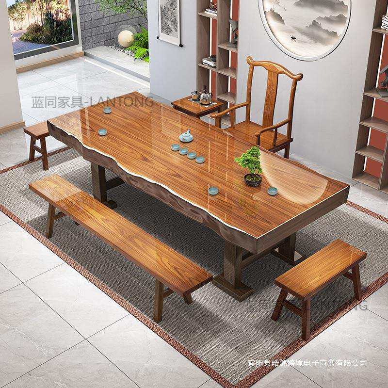 整板实木大板茶桌椅组合新中式原木功夫泡茶台办公室茶具套装一体