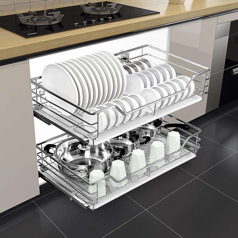 铝合金碗碟篮缓冲垫调料架厨柜用品调味料抽屉式调味篮调味架拉篮