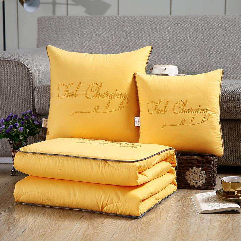 全棉刺绣抱枕被子两用纯棉加厚车载靠枕汽车靠垫办公室午睡枕头