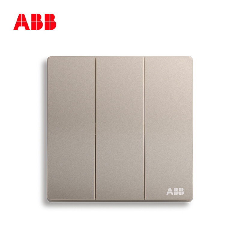 ABB开关插座轩致无框轩致朝霞金86型开关面板三开双控AF121-PG