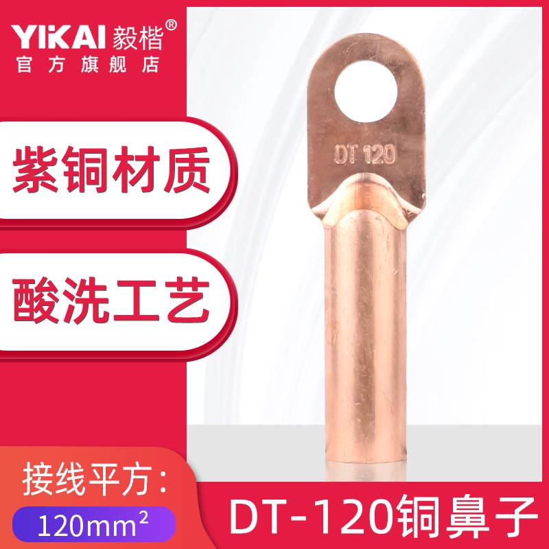 铜鼻子DT-120mm2平方紫铜接头线耳堵油式冷压电线电缆接线端子