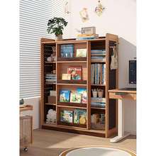 儿童书架全实木绘本架家用落地置物架宝宝阅读区多功能推拉门书柜