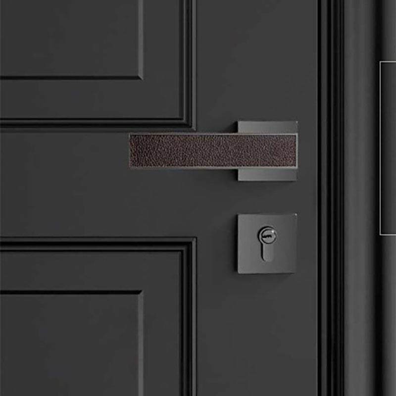 北欧门锁室内卧室静音门锁现代简约房门锁黑灰分体门锁皮纹门锁