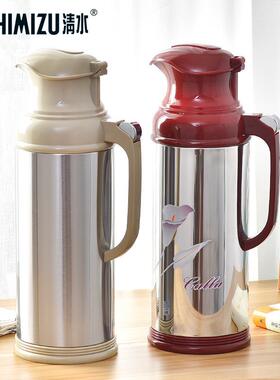 清水保温瓶家用大容量开水瓶不锈钢热水瓶玻璃内胆保温壶2L3262